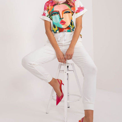 Women’s Velour Co-Ord Set – Printed Short Sleeve Blouse & High-Waist Drawstring Pants - MimiStylez