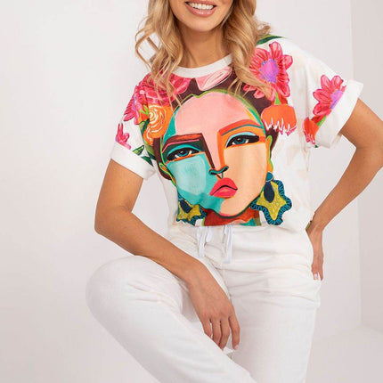 Women’s Velour Co-Ord Set – Printed Short Sleeve Blouse & High-Waist Drawstring Pants - MimiStylez