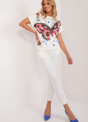 Women’s Velour Co-Ord Set – Printed Short Sleeve Blouse & High-Waist Drawstring Pants - MimiStylez