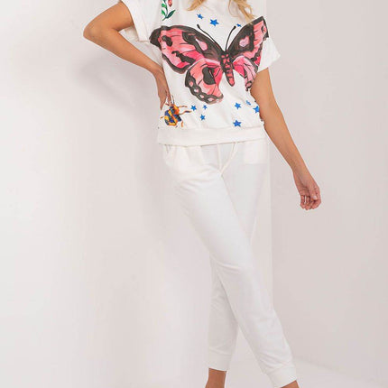 Women’s Velour Co-Ord Set – Printed Short Sleeve Blouse & High-Waist Drawstring Pants - MimiStylez