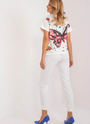 Women’s Velour Co-Ord Set – Printed Short Sleeve Blouse & High-Waist Drawstring Pants - MimiStylez