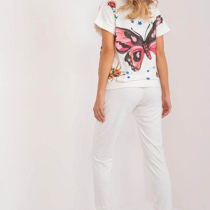 Women’s Velour Co-Ord Set – Printed Short Sleeve Blouse & High-Waist Drawstring Pants - MimiStylez