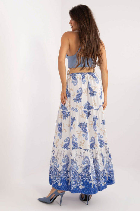 Colorful Printed Maxi Skirt with Buckled Waist Belt - MimiStylez