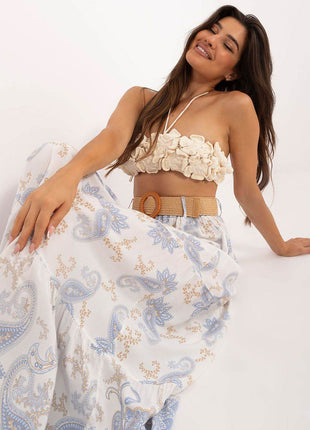 Colorful Printed Maxi Skirt with Buckled Waist Belt - MimiStylez