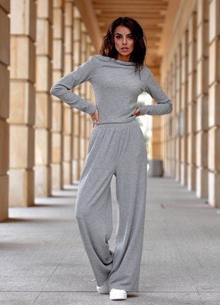 Elegant Melange Knit with Comfortable Boat Neckline - MimiStylez