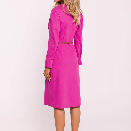 Cotton Shirt Dress with Belt, Button Front & Cuffed Sleeves - MimiStylez