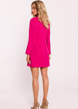 Collared Jacket Dress with Gold Buttons & Back Zip - MimiStylez