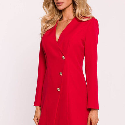 Collared Jacket Dress with Gold Buttons & Back Zip - MimiStylez