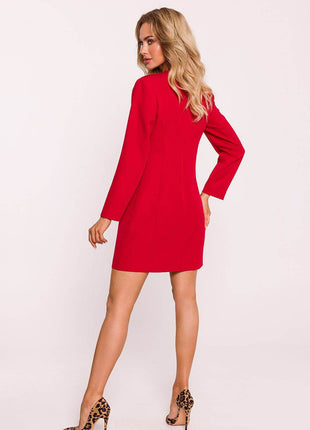 Collared Jacket Dress with Gold Buttons & Back Zip - MimiStylez