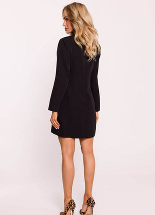 Collared Jacket Dress with Gold Buttons & Back Zip - MimiStylez