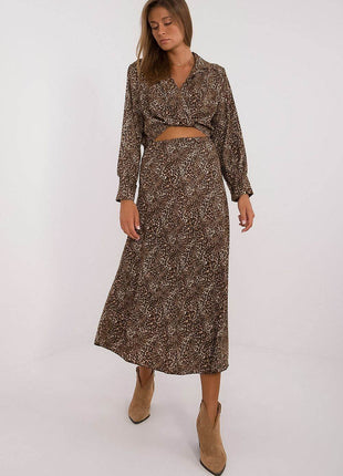 Women's Animal-Print Blouse & Skirt Set — Elegant Everyday Comfort - MimiStylez