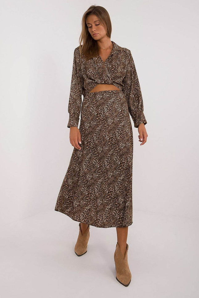 Women's Animal-Print Blouse & Skirt Set — Elegant Everyday Comfort - MimiStylez