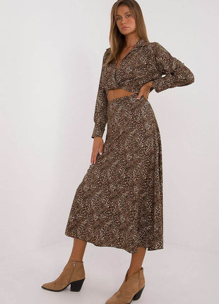 Women's Animal-Print Blouse & Skirt Set — Elegant Everyday Comfort - MimiStylez