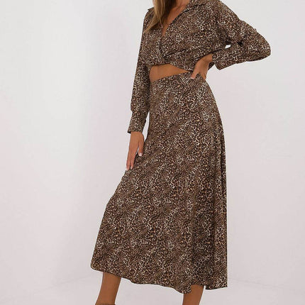 Women's Animal-Print Blouse & Skirt Set — Elegant Everyday Comfort - MimiStylez