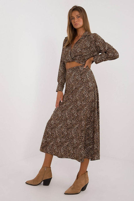 Women's Animal-Print Blouse & Skirt Set — Elegant Everyday Comfort - MimiStylez