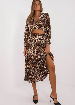 Women's Animal-Print Blouse & Skirt Set — Elegant Everyday Comfort - MimiStylez
