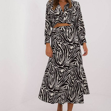 Women's Animal-Print Blouse & Skirt Set — Elegant Everyday Comfort - MimiStylez