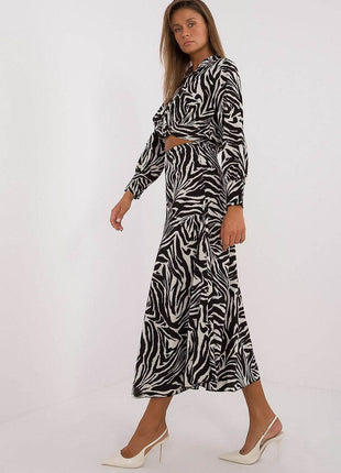 Women's Animal-Print Blouse & Skirt Set — Elegant Everyday Comfort - MimiStylez