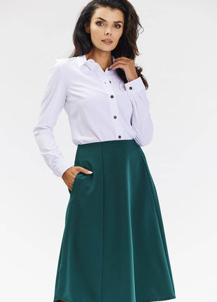 Elegant Flared Midi Skirt with Wedge Panels & Back Zipper - MimiStylez