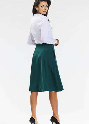 Elegant Flared Midi Skirt with Wedge Panels & Back Zipper - MimiStylez