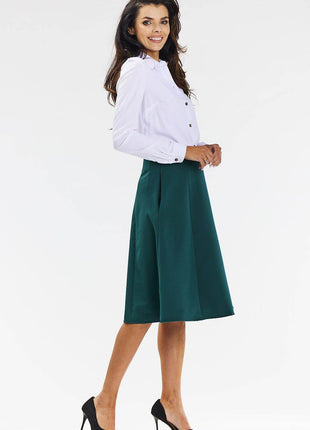 Elegant Flared Midi Skirt with Wedge Panels & Back Zipper - MimiStylez