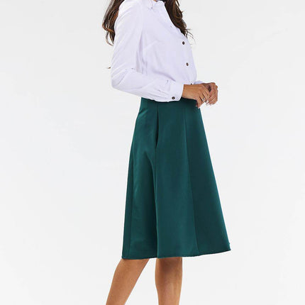 Elegant Flared Midi Skirt with Wedge Panels & Back Zipper - MimiStylez
