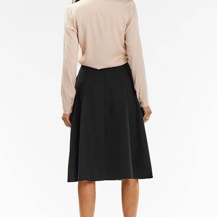 Elegant Flared Midi Skirt with Wedge Panels & Back Zipper - MimiStylez