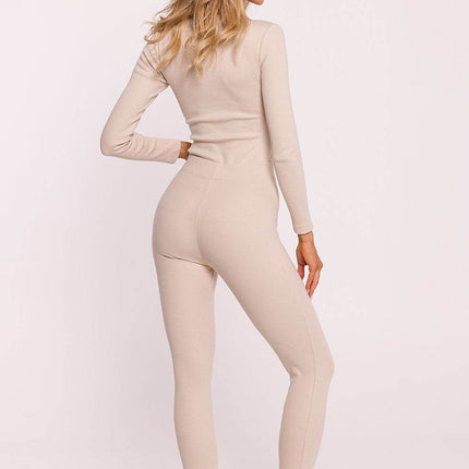 Ribbed Cotton Leggings with Flared Legs and Side Slits - MimiStylez