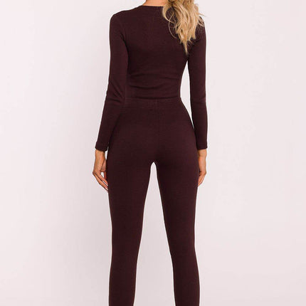Ribbed Cotton Leggings with Flared Legs and Side Slits - MimiStylez
