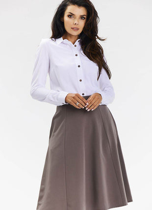 Elegant Flared Midi Skirt with Wedge Panels & Back Zipper - MimiStylez