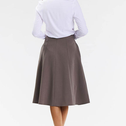 Elegant Flared Midi Skirt with Wedge Panels & Back Zipper - MimiStylez