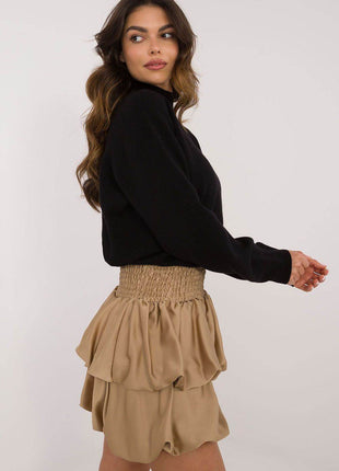 Elegant Ruffled Mini Skirt with Wide Elastic Waistband - MimiStylez