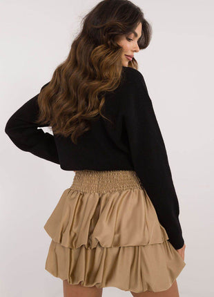 Elegant Ruffled Mini Skirt with Wide Elastic Waistband - MimiStylez