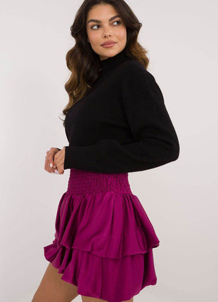 Elegant Ruffled Mini Skirt with Wide Elastic Waistband - MimiStylez