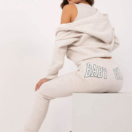 3-Piece Cotton Tracksuit Set – Hooded Zip Sweatshirt, Strapless T-Shirt & High-Waisted Joggers - MimiStylez