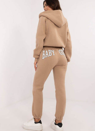 3-Piece Cotton Tracksuit Set – Hooded Zip Sweatshirt, Strapless T-Shirt & High-Waisted Joggers - MimiStylez