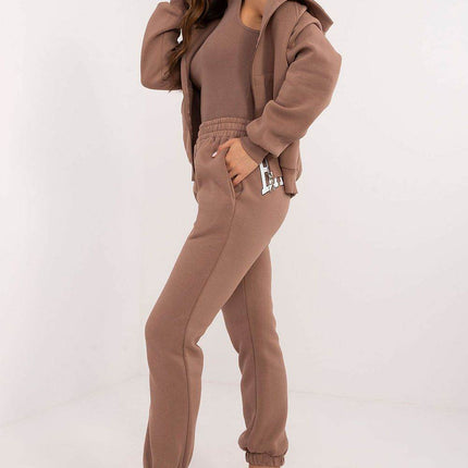 3-Piece Cotton Tracksuit Set – Hooded Zip Sweatshirt, Strapless T-Shirt & High-Waisted Joggers - MimiStylez