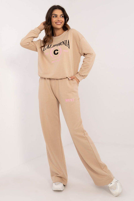 Women's Casual Cotton Set with Printed Sweatshirt & High-Waisted Pants - MimiStylez
