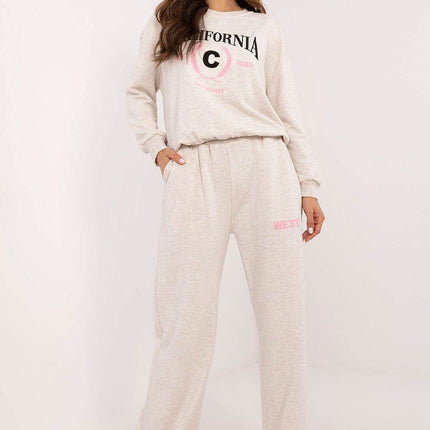 Women's Casual Cotton Set with Printed Sweatshirt & High-Waisted Pants - MimiStylez