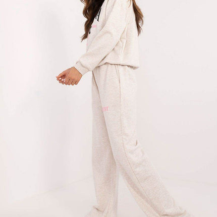 Women's Casual Cotton Set with Printed Sweatshirt & High-Waisted Pants - MimiStylez