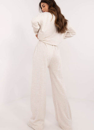 Women's Casual Cotton Set with Printed Sweatshirt & High-Waisted Pants - MimiStylez