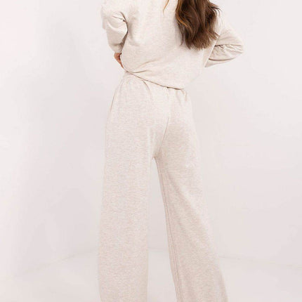 Women's Casual Cotton Set with Printed Sweatshirt & High-Waisted Pants - MimiStylez