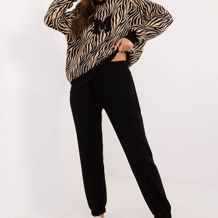 Women's Cotton 2-Piece Animal Print Lounge Set - Sweatshirt & High-Waisted Pants - MimiStylez