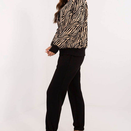 Women's Cotton 2-Piece Animal Print Lounge Set - Sweatshirt & High-Waisted Pants - MimiStylez