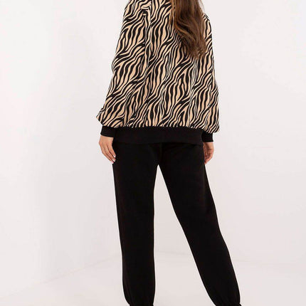 Women's Cotton 2-Piece Animal Print Lounge Set - Sweatshirt & High-Waisted Pants - MimiStylez