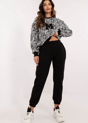Women's Cotton 2-Piece Animal Print Lounge Set - Sweatshirt & High-Waisted Pants - MimiStylez