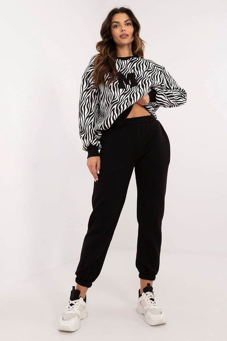 Women's Cotton 2-Piece Animal Print Lounge Set - Sweatshirt & High-Waisted Pants - MimiStylez