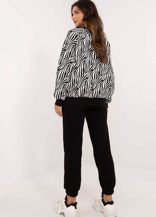 Women's Cotton 2-Piece Animal Print Lounge Set - Sweatshirt & High-Waisted Pants - MimiStylez