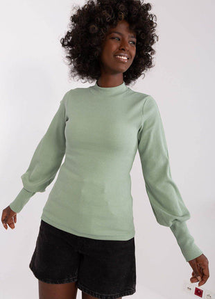 Ribbed Long Sleeve Blouse with Wide Cuffs - MimiStylez