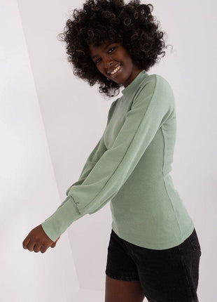 Ribbed Long Sleeve Blouse with Wide Cuffs - MimiStylez